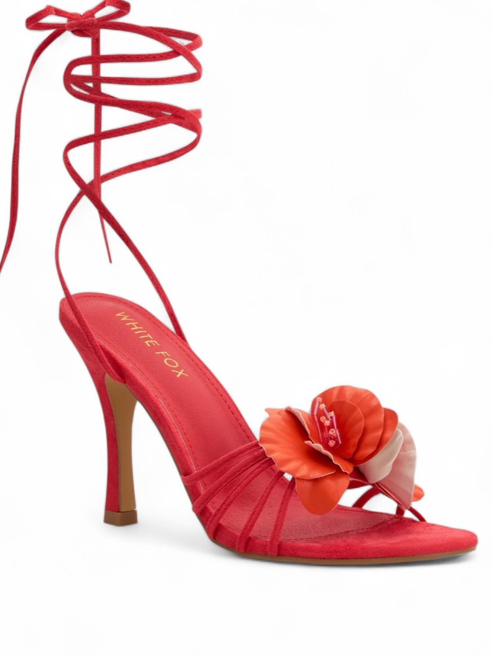 White Fox Boutique Erina Wrap Heels Raspberry Lace-Up High Heel Sandals 5